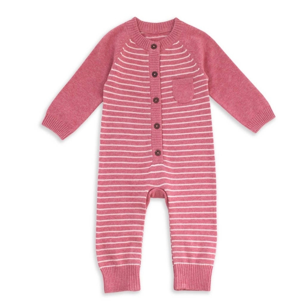 VIVERANO ORGANICS - Stripe Sweater Romper - Rose